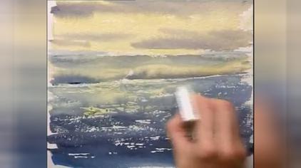 水彩画水面反光教程 西瓜视频