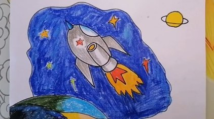 7万次观看·4年前少儿简笔画教学视频:神舟号火箭曲洲老师画卡通