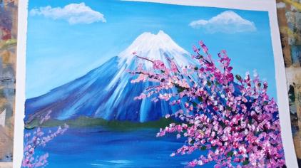 油画富士山 西瓜视频