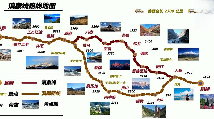 滇藏线滇藏新线自驾路线攻略地图动画,攻略亮点看视频就够了