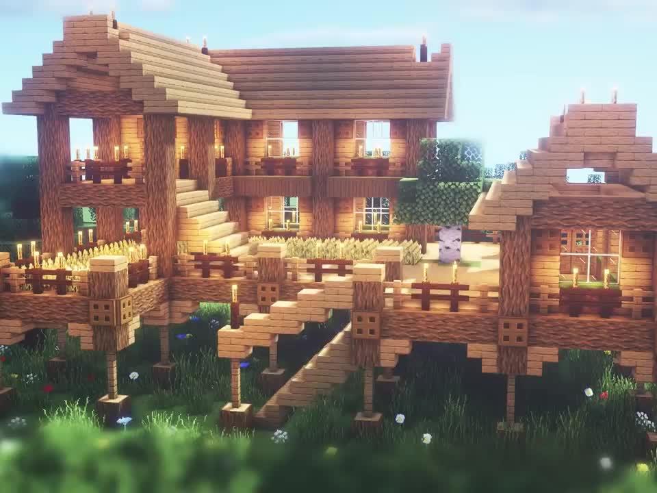 Minecraft中简单的小阁楼 基础生存建筑房屋搭建方法 西瓜视频